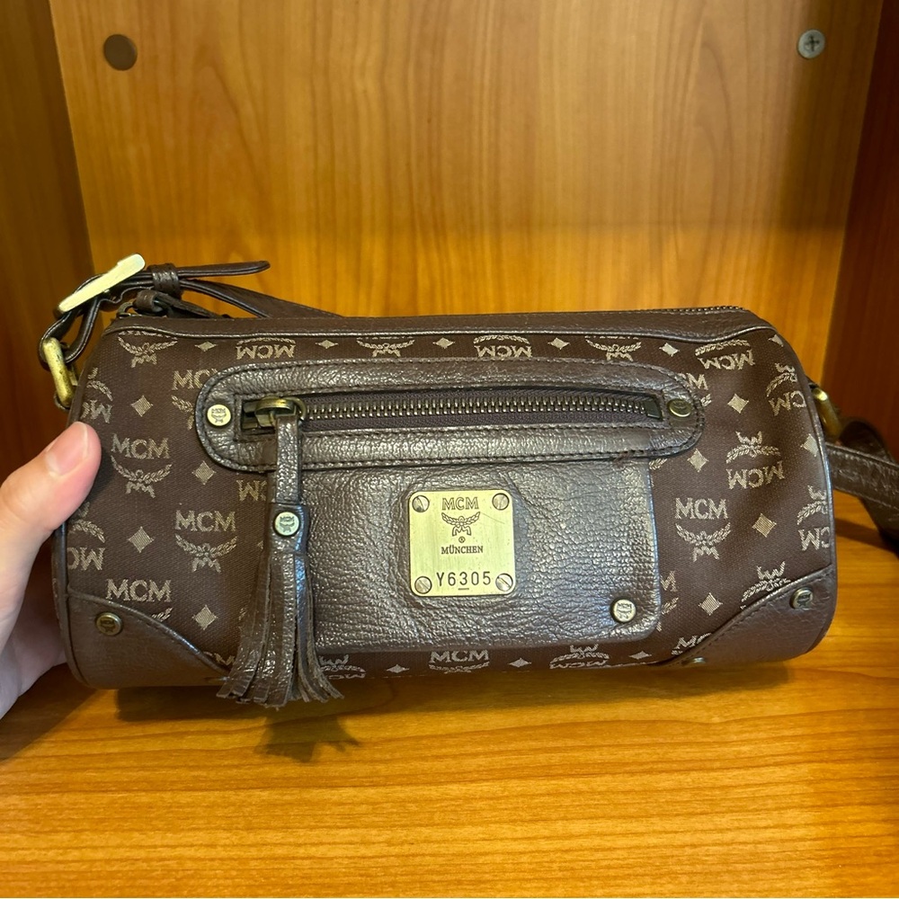 MCM 2way Cylinder/Papillon Crossbody/Shoulder Bag Brown - Picture 5 of 13